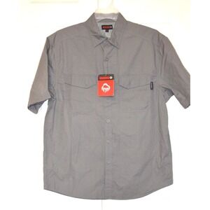 Wolverine Pentwater Gray Shirt Men's Size L Short Sleeve Button Front Vented